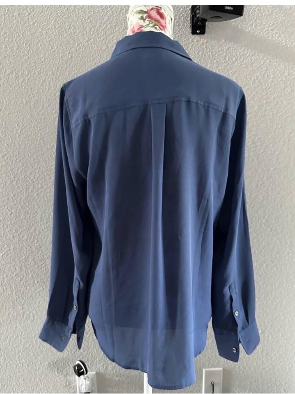 JCrew blue thin button down polyester blouse size 10